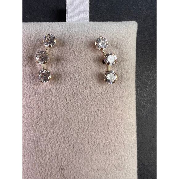 10k Yellow Gold CZ Earrings 2.45ctw - Picture 2 of 14